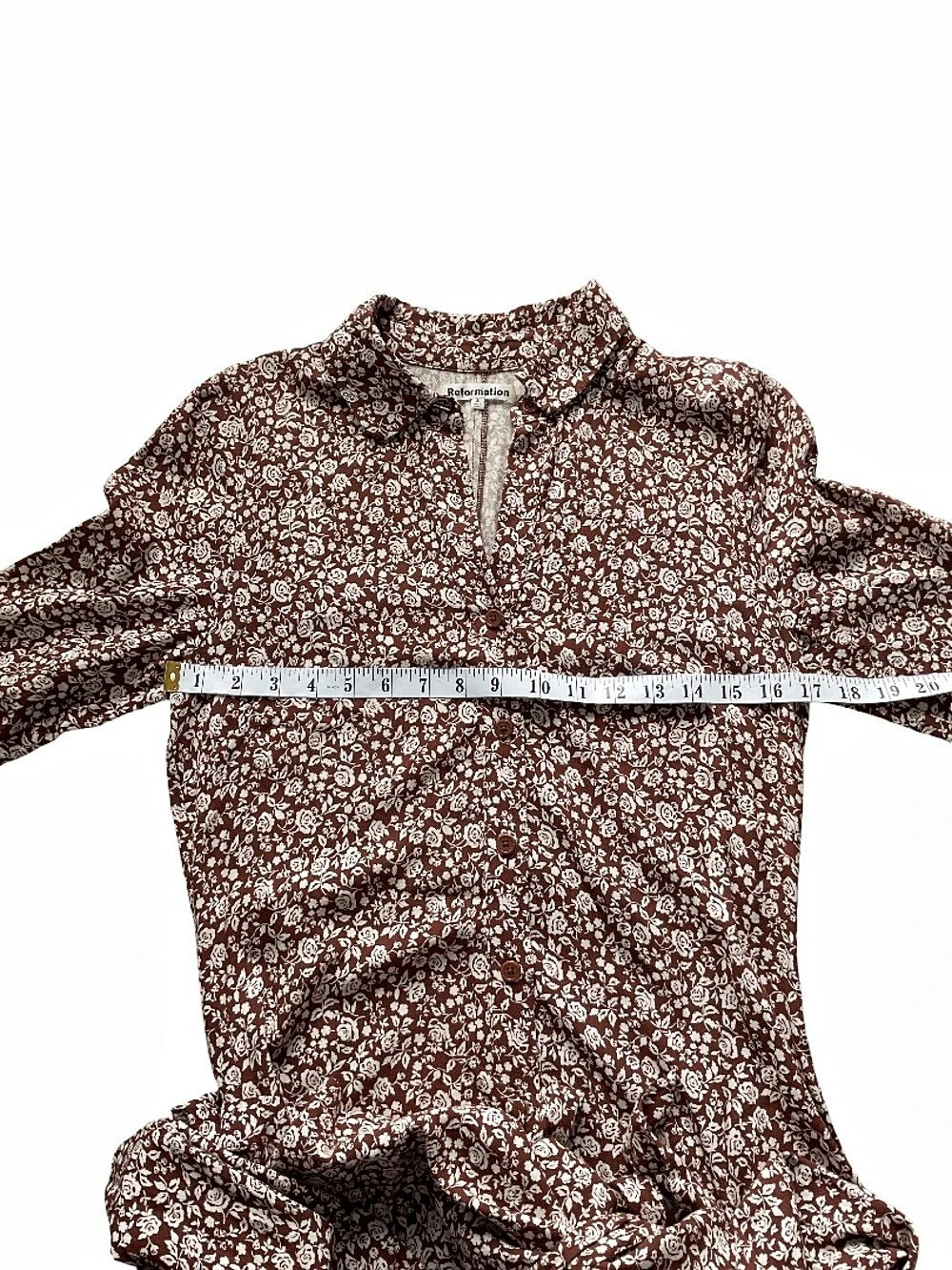 Reformation Brighton Floral Midi Dress in Brown & White Size Small - Picture 10 of 13